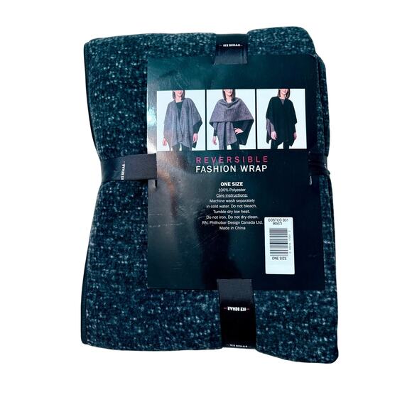 Ike Behar Reversible Fashion Wrap Cape Shawl – One Size – NWT - Picture 2 of 3